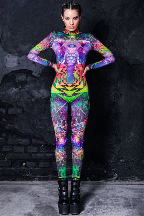 Glow In The Dark Festival Catsuit Rave Costume Spandex Etsy