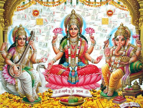 See more ideas about ganesh, hindu gods, goddess lakshmi. Poster Of Maa Lakshmi, Maa Saraswati And Lord Ganesha ...