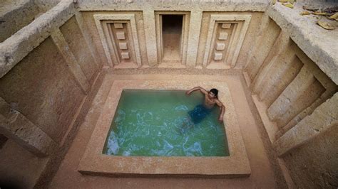 Build The Most Stunning Underground Temple Swimming Pool By Ancient Skills