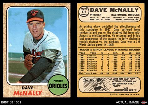 1968 Topps 478 Dave Mcnally Orioles 3 Vg Ebay