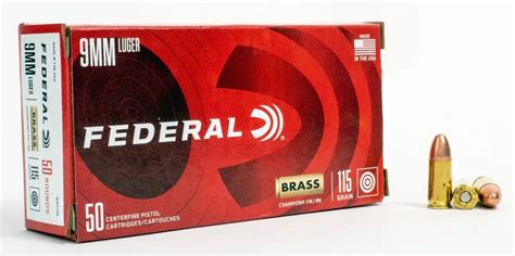 Federal Champion 9mm 115 Grain Full Metal Jacket Ammo 50 Rounds