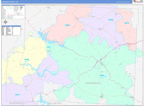 Harrison County Oh Wall Map Color Cast Style By Marketmaps