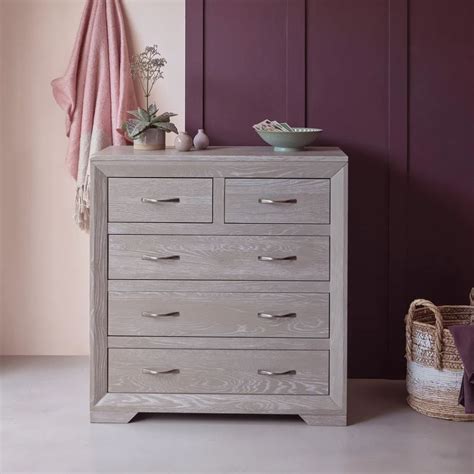 Chamfer Solid Oak 2 Over 3 Chest Of Drawers Archipro Nz