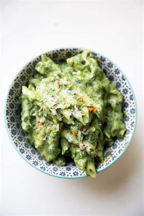 Creamy Spinach Avocado Pasta Green Noodles Perrys Plate