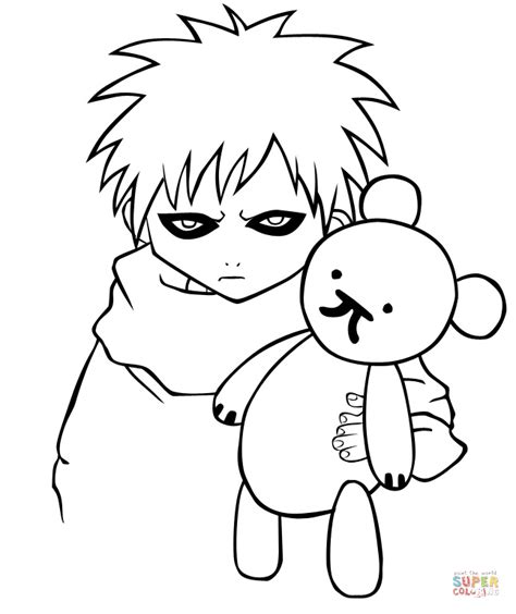 Gaara Of The Sand Coloring Page Free Printable Coloring Pages