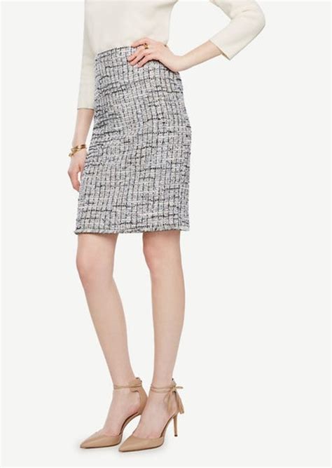 ann taylor grid fringe tweed pencil skirt skirts