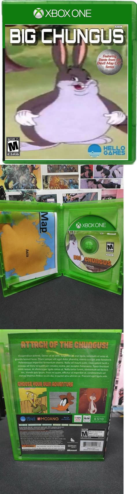 manuals inserts and box art 182174 big chungus xbox one case with disk prop meme original