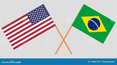Brasil E Estados Unidos Da América O Brasileiro E Bandeiras Dos Eua Proporção Oficial Cores
