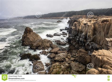 Pacific Ocean Crashing On Rocky California Coast Stock Image Image Of