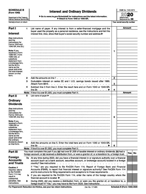 Irs 1040 Schedule B 2020 2024 Form Fill Out And Sign Printable Pdf