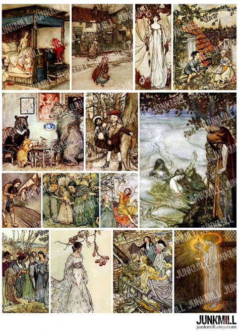 Brothers Grimm Digital Printable Collage Sheet Gothic Victorian Fairy Tales By Arthur Rackham
