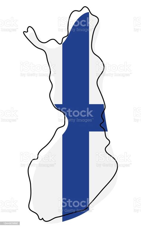 Stilisierte Übersichtskarte Von Finnland Mit Nationalflaggensymbol