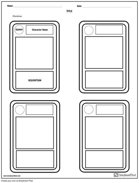 Character Trading Cards Template Project Ideas Title Name﻿ Directions