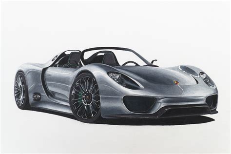 Porsche 918 Spyder Drawing Hand Drawn From Reference No T Flickr