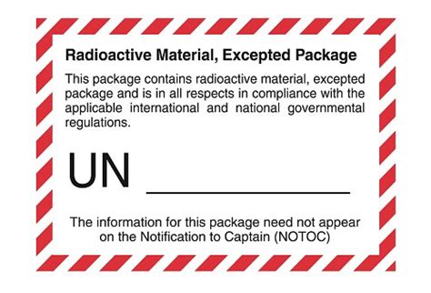 32 Radioactive Material Excepted Package Label Labels Database 2020