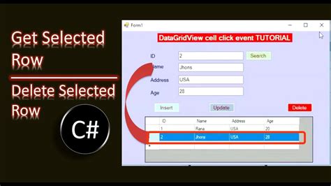 Datagridview Cell Click Event C Get Selected Row Values From