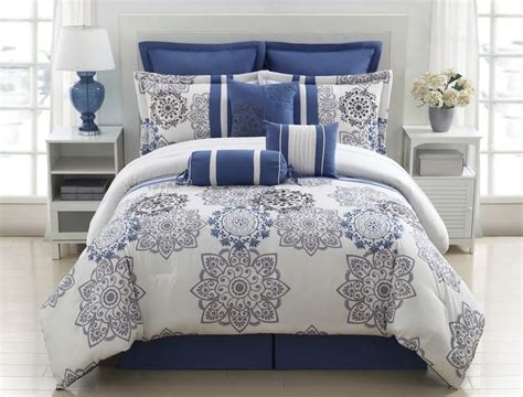 Designed to fit twin xl beds, ocm's super soft comforters bring an extra level of warmth to every dorm room. elegant blue bedding | Details about 9 Piece Queen Kasbah ...