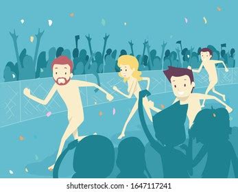 Illustration Man Woman Naked Running Nude Vetor Stock Livre De Direitos Shutterstock