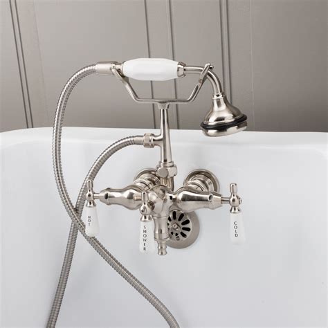 Clawfoot Tub Wall Mount Downspout Faucet With Handshower Clawfoot Tub