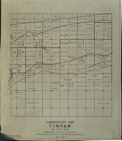 1926 Maricopa County Arizona Land Ownership Plat Map T1s R4w Arizona