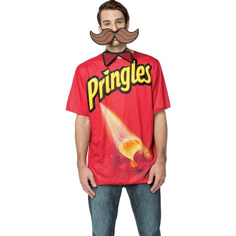 Pringles Tshirt With Bowtie And Mustache Men S Adult Halloween Costume One Size 40 46
