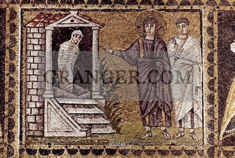 Image Of The Raising Of Lazarus Mid 6th Century Mosaic From Basilica