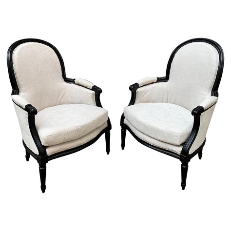 Vintage Louis Xvi Style Armchairs In Black And White At 1stdibs