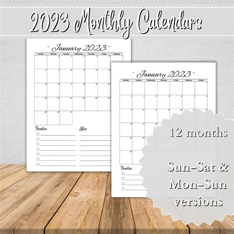 Blank Monthly Calendar Printable Landscapemontly Etsy Artofit