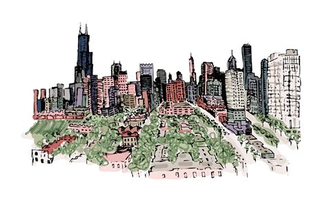 Chicago skyline illustration by Caitlin Hottinger | Illustration, Whimsical illustration, Drawings