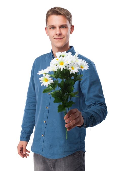 A whole bunch of 3d stickers so everything you own can be completely covered with sparkly cute things like planets, unicorns, fish. Man holding a bouquet of flowers | Free Photo