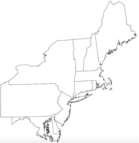 Northeast States Map Placement Interactive Worksheet
