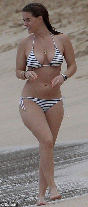 Alice Eve Parades Her Showstopping Curves In A Nautical Striped Bikini