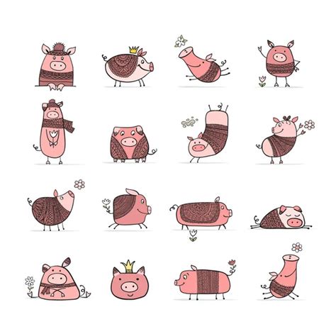 Cute Pigs Vector Art Stock Images Depositphotos