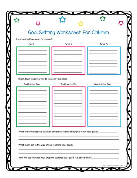 This Worksheet And Free Printable Helps Children Learn How To Set Goals