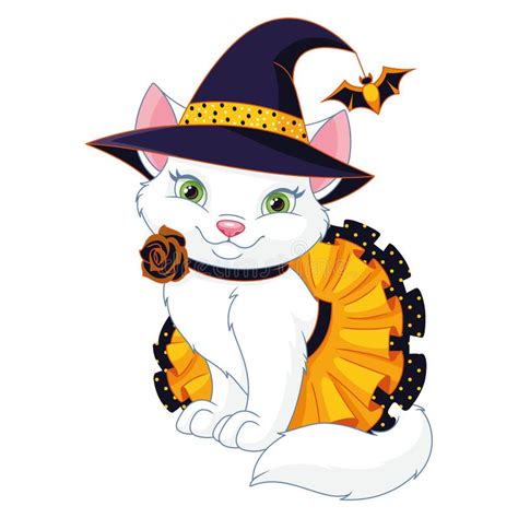 Halloween Cat Witch Cat Dressed In Halloween Costume Stock Vector