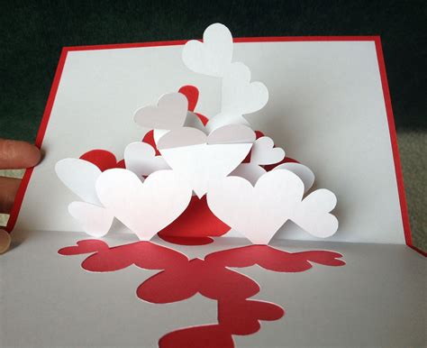 Stacked Hearts Pop Up Card Christmas Paper Craft Heart Pop Up Card