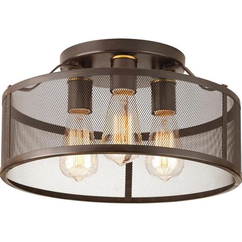 Go chic with a flush mount. Shop Progress Lighting Swing 15-in W Antique Bronze ...