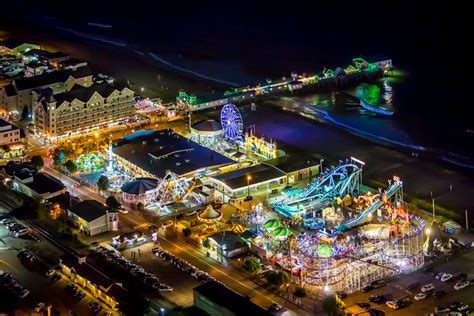A Night Time Aerial Image Of Palace Playland And Old Orchard Beach