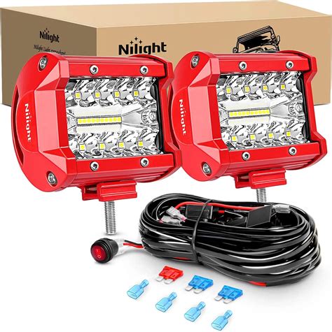 Nilight Led Light Bar 2pcs 60w 4inch Triple Row Spot Flood Combo Lights