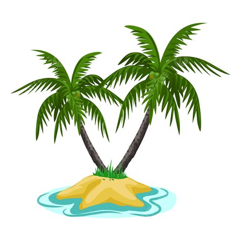 Islands And Two Palm Trees Vector Island Palm Tree Summer Png And