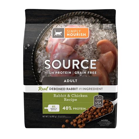 Simply Nourish Source Cat Dry Food Rabbit Chicken Natural High Protein Grain Free Cat