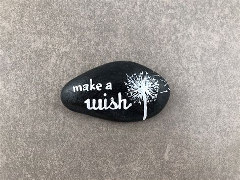Make A Wish Hand Painted Stone With Dandelion Design Etsy