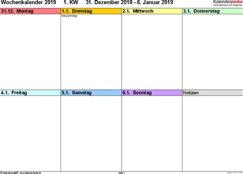 Für jeden monat eines kalenderjahres steht ein separates arbeitsblatt zur erfassung der stunden zur verfügung. Wochenkalender 2019 als Word-Vorlagen zum Ausdrucken