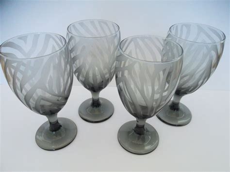 Black Drinking Glasses Etched With Zebra Print Set Of 4 Etsy