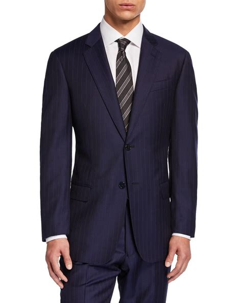 Emporio Armani Mens G Line Tonal Pinstripe Two Piece Suit In Blue