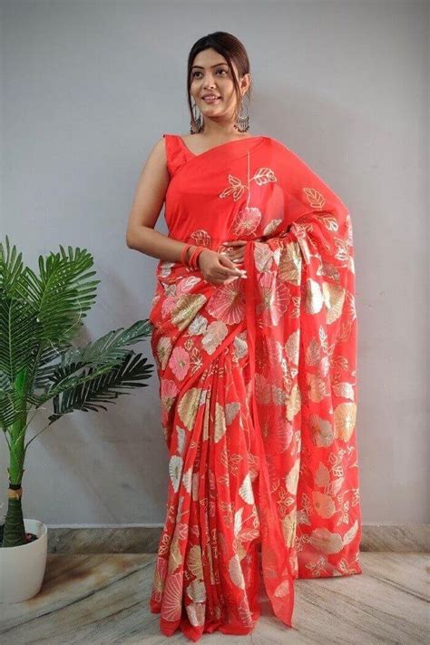 Red Party Wear Saree For Unmarried Girl Designerkloth