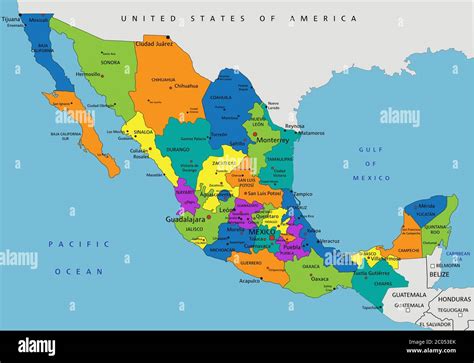 Mexico Political Map Eps Illustrator Map Vector Maps