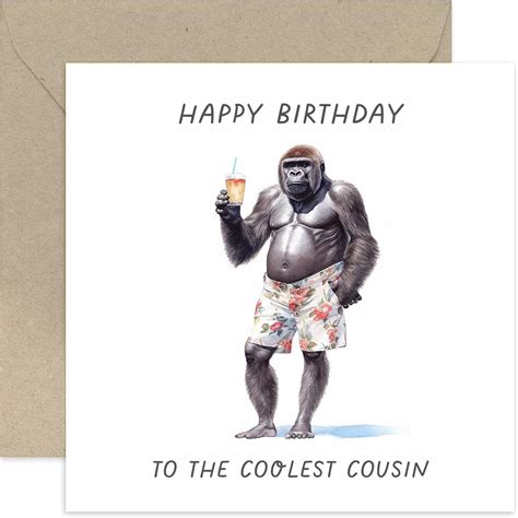Old English Co Funny Birthday Card For Cousin Gorilla Coolest