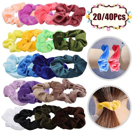 Hair Women Girl 40pcs Colorful Velvet Hair Scrunchies Set，elastic