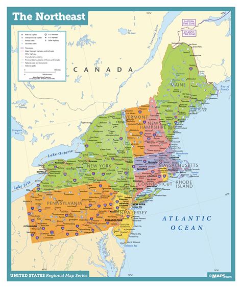 Northeast Usa Wall Map